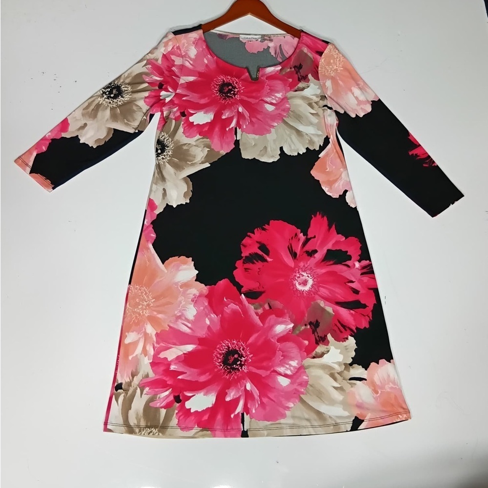 Kalvin klein Floral Long Sleeve Dress size M pre owned Exellent condition